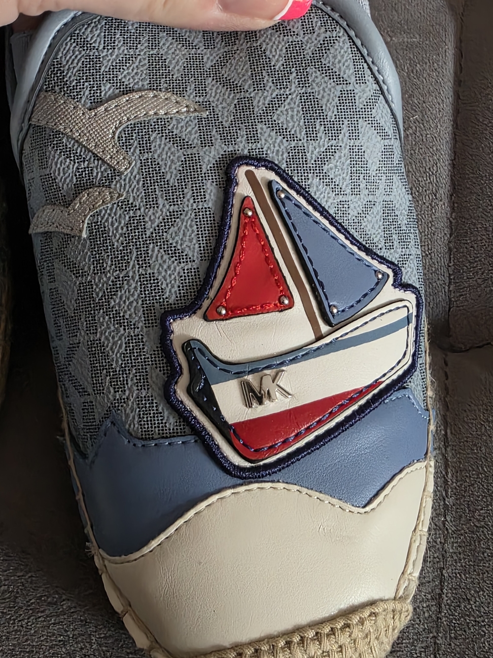 Michael Kors MK Nautical Espadrille Flats Blue Sailboat Lighthouse Size 8.5 New - Picture 9 of 13